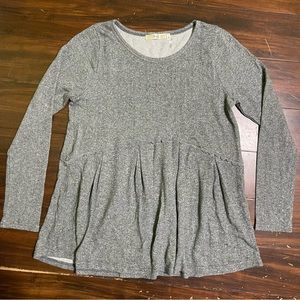 Grey Babydoll Long Sleeve Oversized Blouse